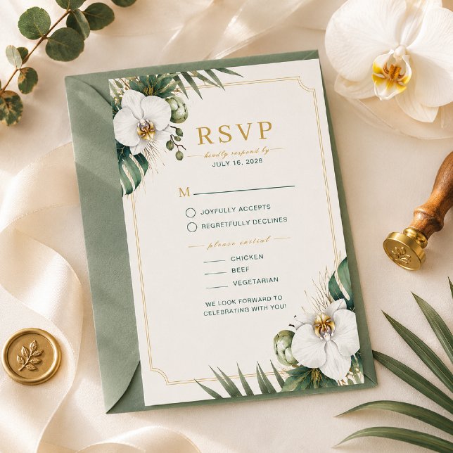 Carte de réponse de luxe pour mariage tropical aux (Créateur téléchargé)