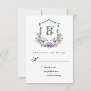 Carte de réponse de mariage à armoiries florales b