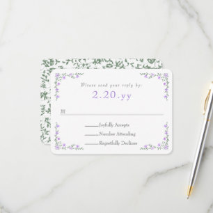 Carte de réponse de mariage à bordure de vigne de
