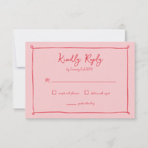 Carte de réponse de mariage à cadre dessiné à la m