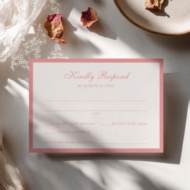 Carte de réponse de mariage à cadre rose doux (Créateur téléchargé)