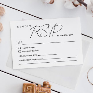 Carte de réponse de mariage à calligraphie élégant