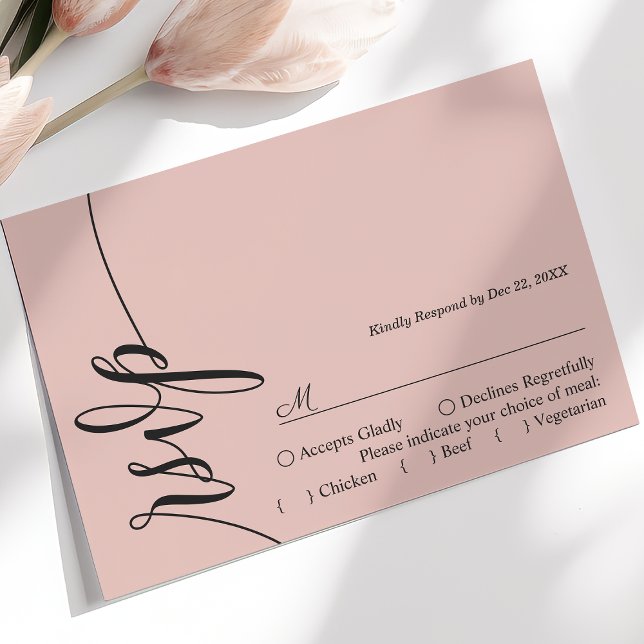 Carte de réponse de mariage à calligraphie élégant (Créateur téléchargé)