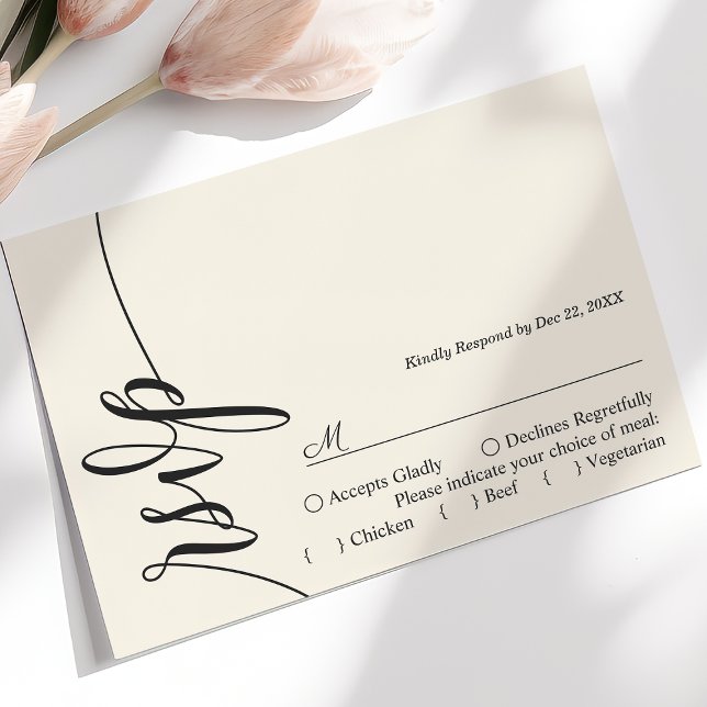 Carte de réponse de mariage à calligraphie élégant (Créateur téléchargé)