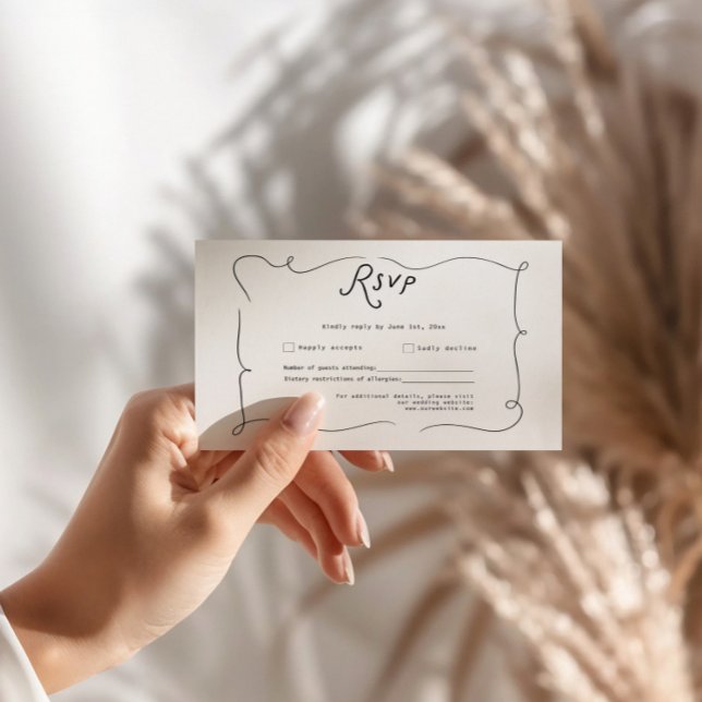Carte de réponse de mariage à calligraphie fantais (whimiscal RSVP card)