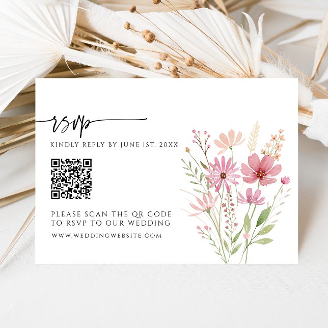 Carte de réponse de mariage à code QR Floral de fl (Créateur téléchargé)