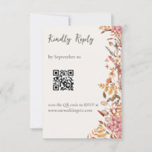 Carte de réponse de mariage à code QR floral de pr