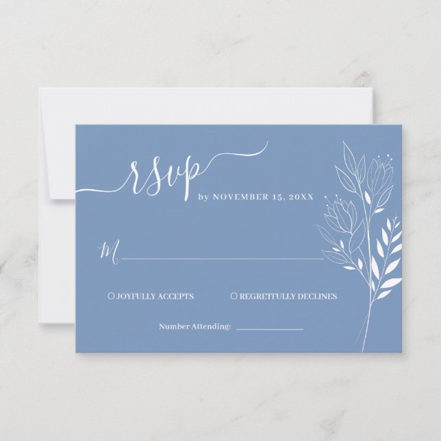 Carte de réponse de mariage à feuillage de fleurs  (Devant)