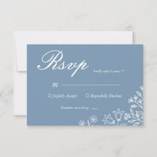 Carte de réponse de mariage à fleur sauvage bleu p