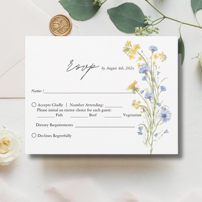 Carte de réponse de mariage à fleur sauvage élégan (Créateur téléchargé)