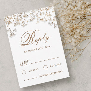 Carte de réponse de mariage à fleurs de bébé séché