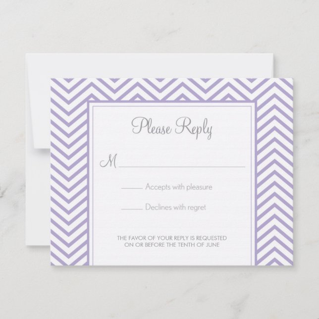 Carte de réponse de mariage à impression chevron l (Devant)