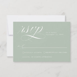 Carte de réponse de mariage à la calligraphie vert