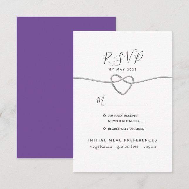 Carte de réponse de mariage à la calligraphie viol (Devant / Derrière)