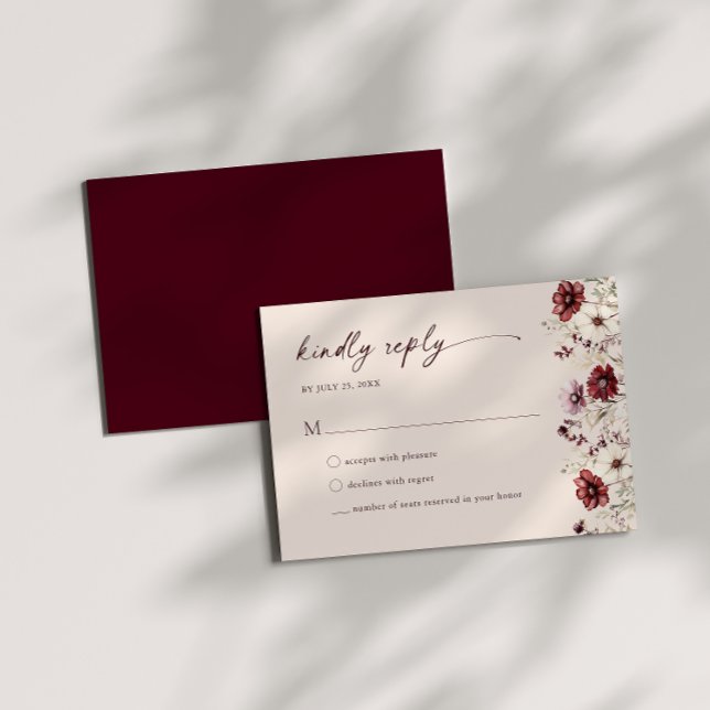 Carte de réponse de mariage à la fleur sauvage de  (Créateur téléchargé)