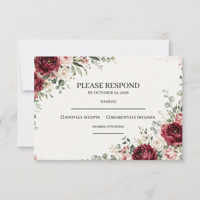 Carte de réponse de mariage à la flore de Bourgogn (Devant)