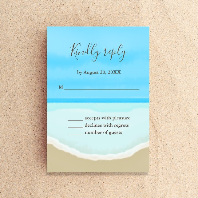 Carte de réponse de mariage à la plage océan aquar (Créateur téléchargé)