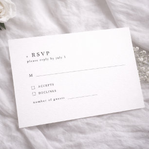 Carte de réponse de mariage à la typographie sérif