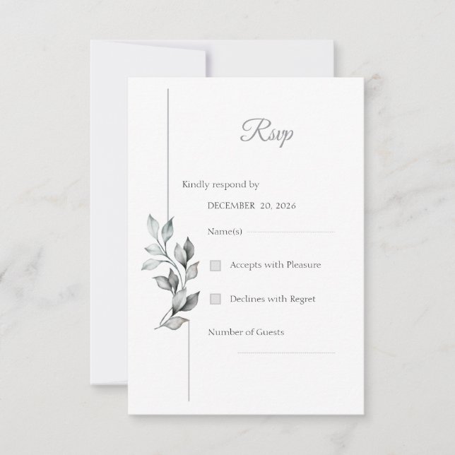 Carte de réponse de mariage à la végétation noir e (Devant)
