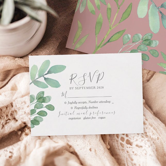 Carte de réponse de mariage à la verdure botanique (Créateur téléchargé)