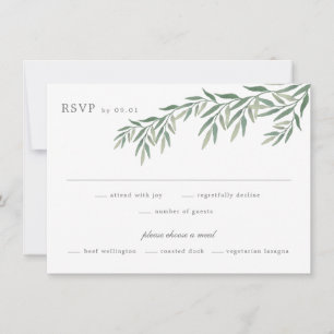 Carte de réponse de mariage à la verdure élégante