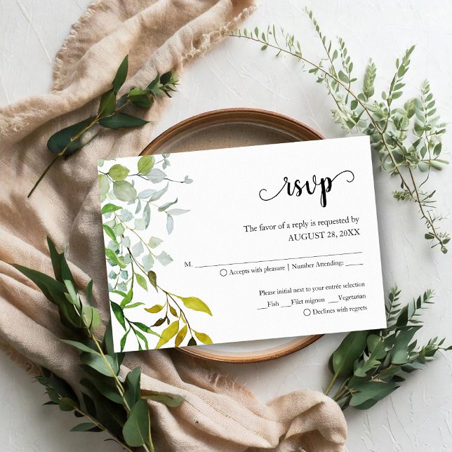 Carte de réponse de mariage à la verdure élégante  (Créateur téléchargé)