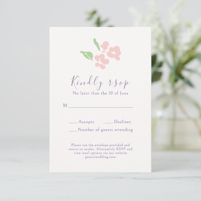 Carte de réponse de mariage à l'aquarelle avec écr (Debout devant)