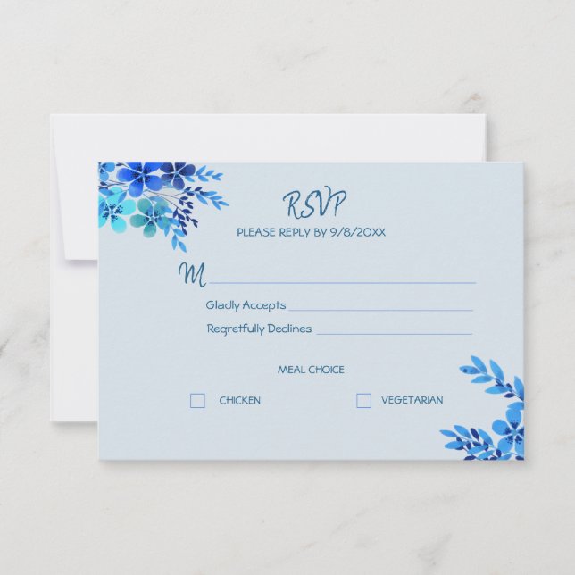 Carte de réponse de mariage à l'aquarelle florale  (Devant)
