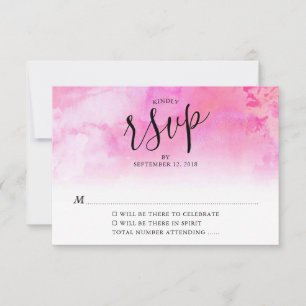 Carte de réponse de mariage à l'aquarelle ombrée -