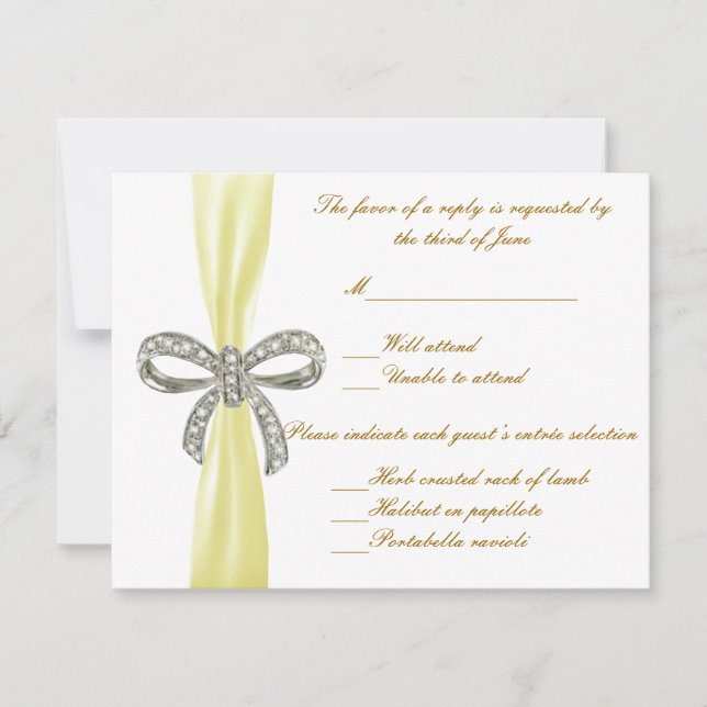 Carte de réponse de mariage à l'arc de diamant jau (Devant)