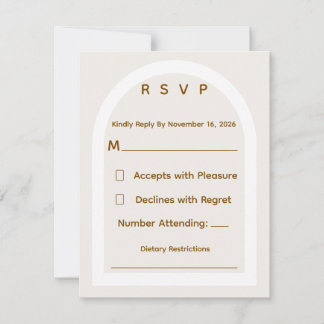 Carte de réponse de mariage à l'arche moderne et p