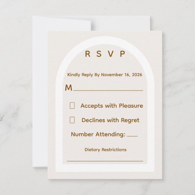 Carte de réponse de mariage à l'arche moderne et p (Devant)