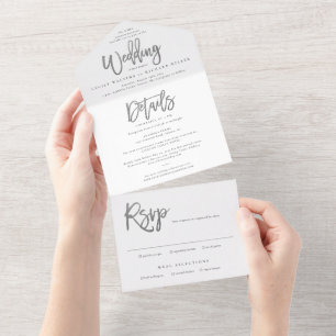 Carte de réponse de mariage à l'écriture argentée 