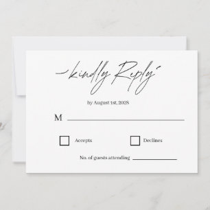 Carte de réponse de mariage à l'écriture élégante 
