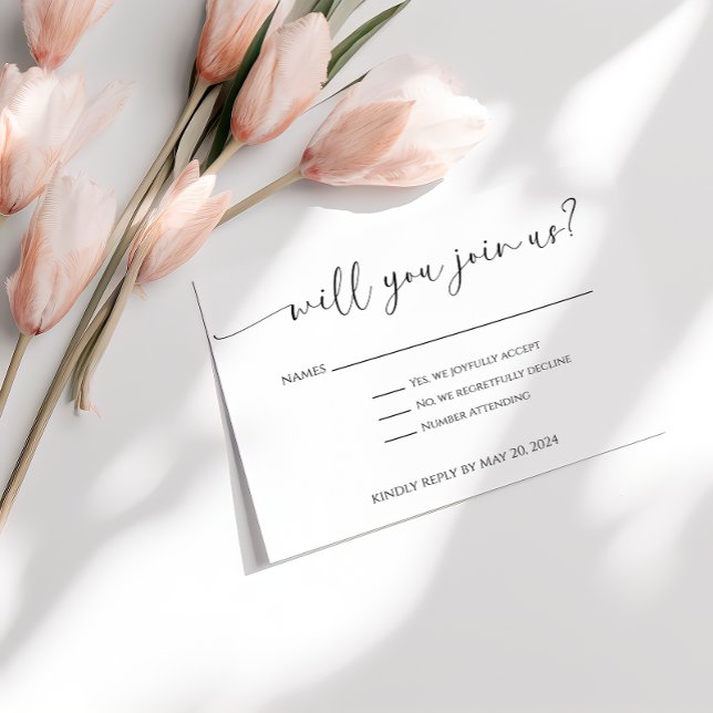 Carte de réponse de mariage à l'écriture élégante (Créateur téléchargé)