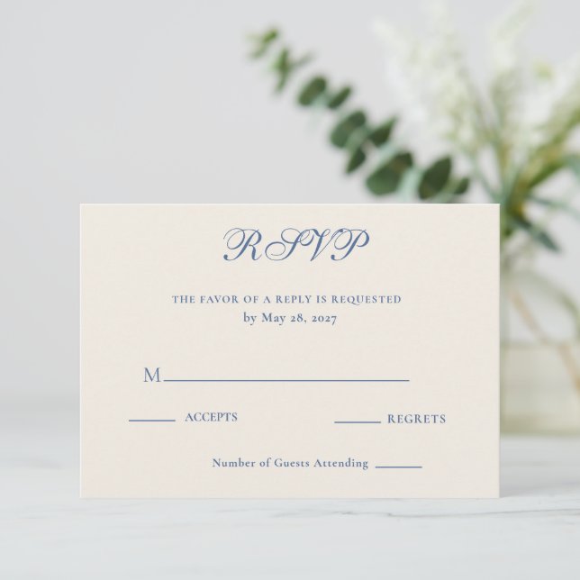 Carte de réponse de mariage à l'écriture manuscrit (Debout devant)