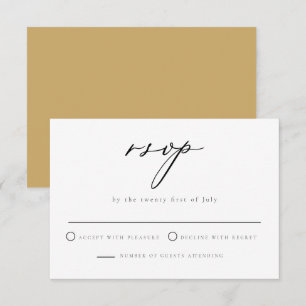 Carte de réponse de mariage à l'écriture moutarde 