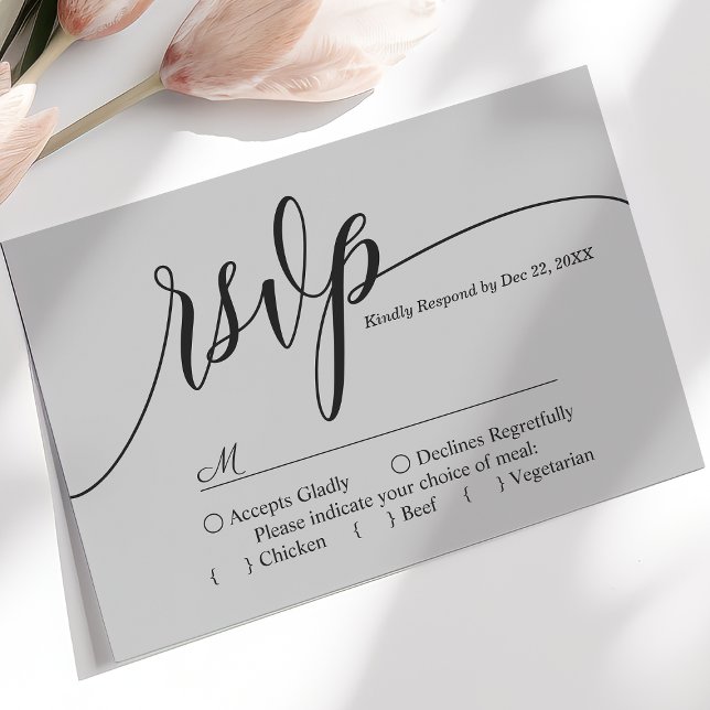 Carte de réponse de mariage à l'écriture simple gr (Créateur téléchargé)