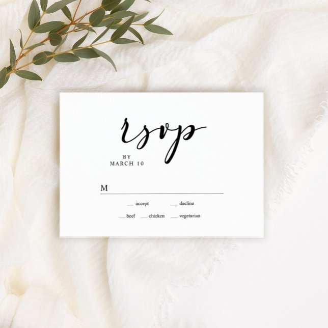 Carte de réponse de mariage à l'écriture simple mo (Créateur téléchargé)