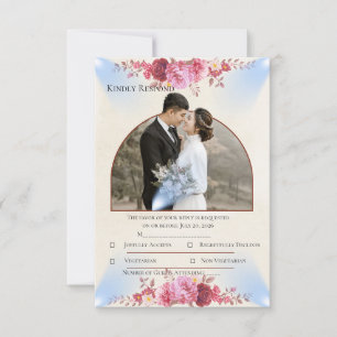 Carte de réponse de mariage à l'église Rose Blush