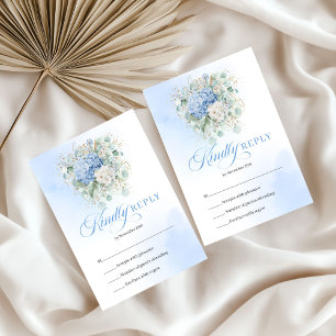 Carte de réponse de mariage à l'encre bleue intemp