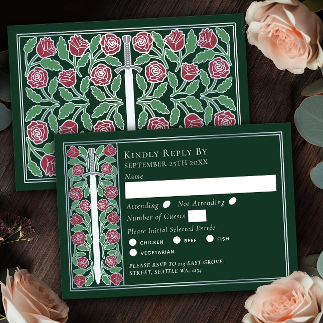 Carte de réponse de mariage à l'épée florale médié (Créateur téléchargé)