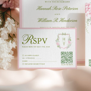Carte de réponse de mariage à l'hortensia rose
