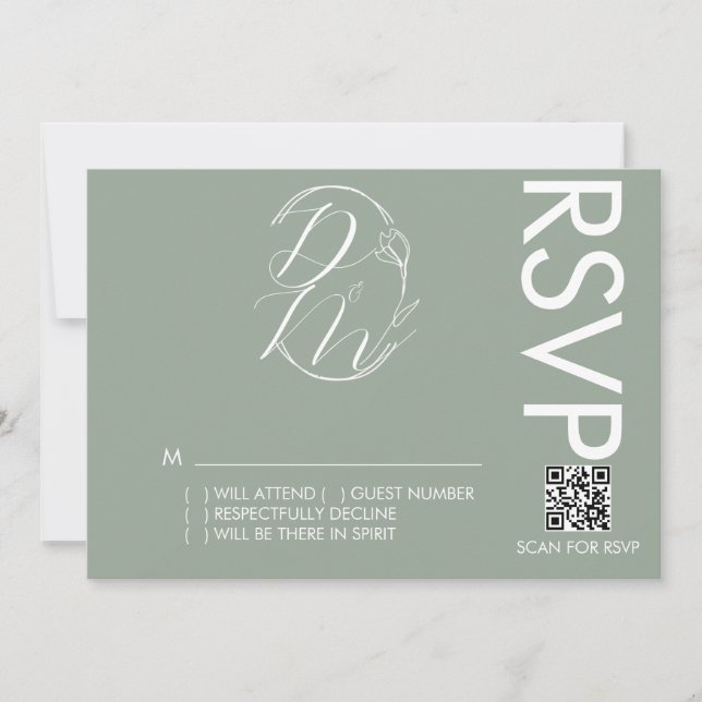 Carte de réponse de mariage à logo floral délicat  (Devant)