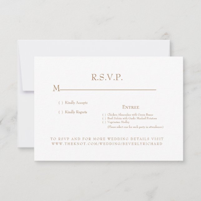 Carte de réponse de mariage à monogramme blanc et  (Devant)
