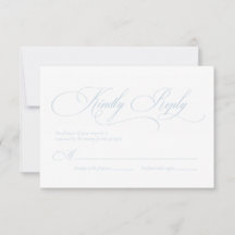 Carte de réponse de mariage à monogramme bleu clai