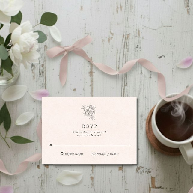 Carte de réponse de mariage à monogramme botanique (Blush Pink Botanical Monogram Wedding RSVP Card)