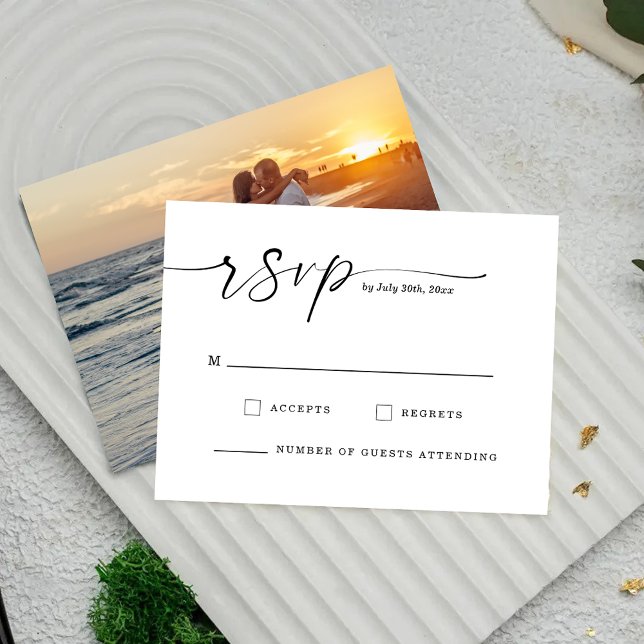 Carte de réponse de mariage à monogramme Chic Scri (Créateur téléchargé)