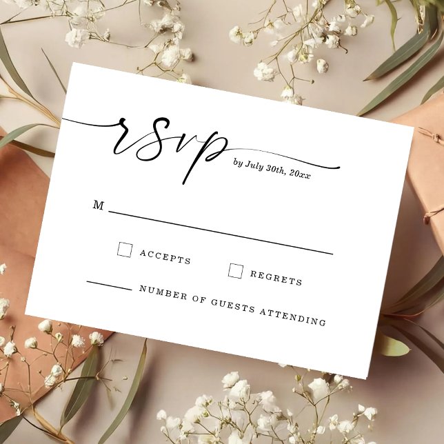 Carte de réponse de mariage à monogramme Chic Scri (Créateur téléchargé)
