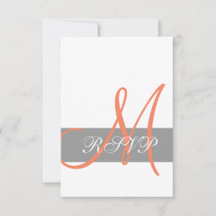 Carte de réponse de mariage à monogramme corail gr